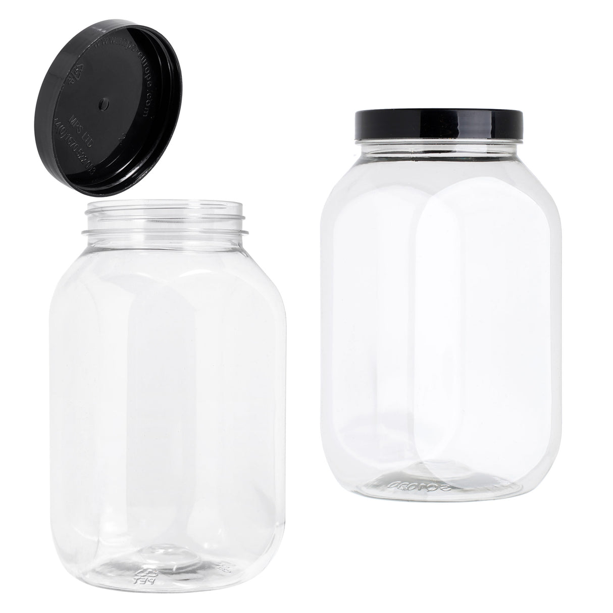 Plastic Jars with Lids 1000ml - 1 Litre Refillable Canisters Cylinder Clear Storage Containers with Airtight Black Lids for Kitchen use, Dry Foods, Sweets, Spices - Decodine