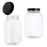 Plastic Jars with Lids 1000ml - 1 Litre Refillable Canisters Cylinder Clear Storage Containers with Airtight Black Lids for Kitchen use, Dry Foods, Sweets, Spices - Decodine