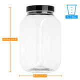 Plastic Jars with Lids 1000ml - 1 Litre Refillable Canisters Cylinder Clear Storage Containers with Airtight Black Lids for Kitchen use, Dry Foods, Sweets, Spices - Decodine