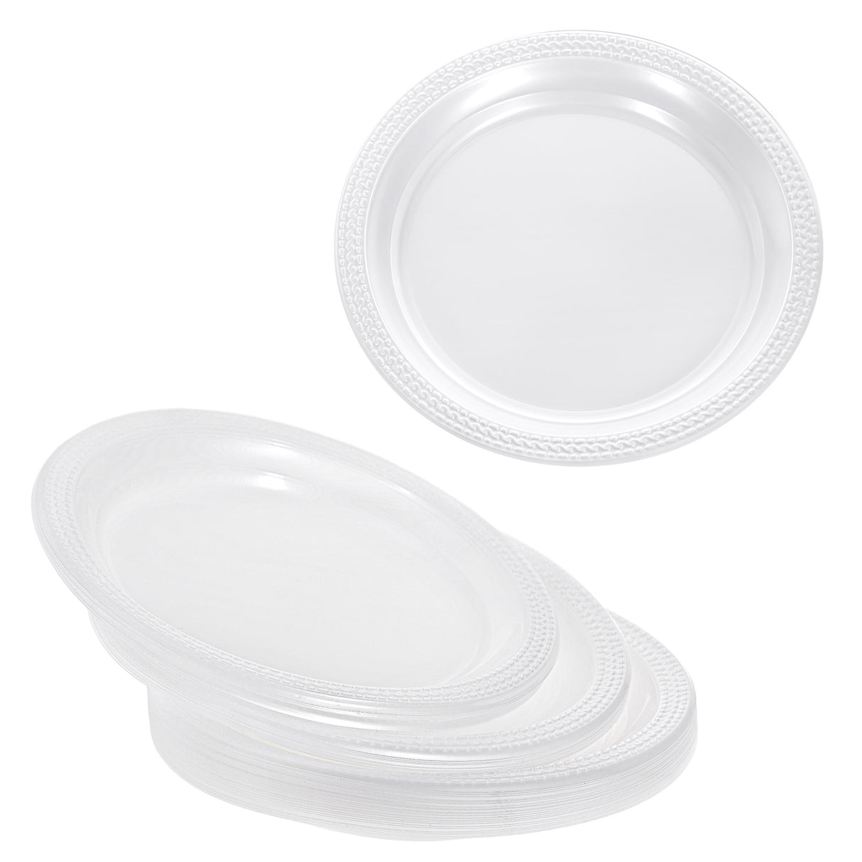 40 Pack Clear Plastic Large Party Plates 9 Inch | 23cm Reusable