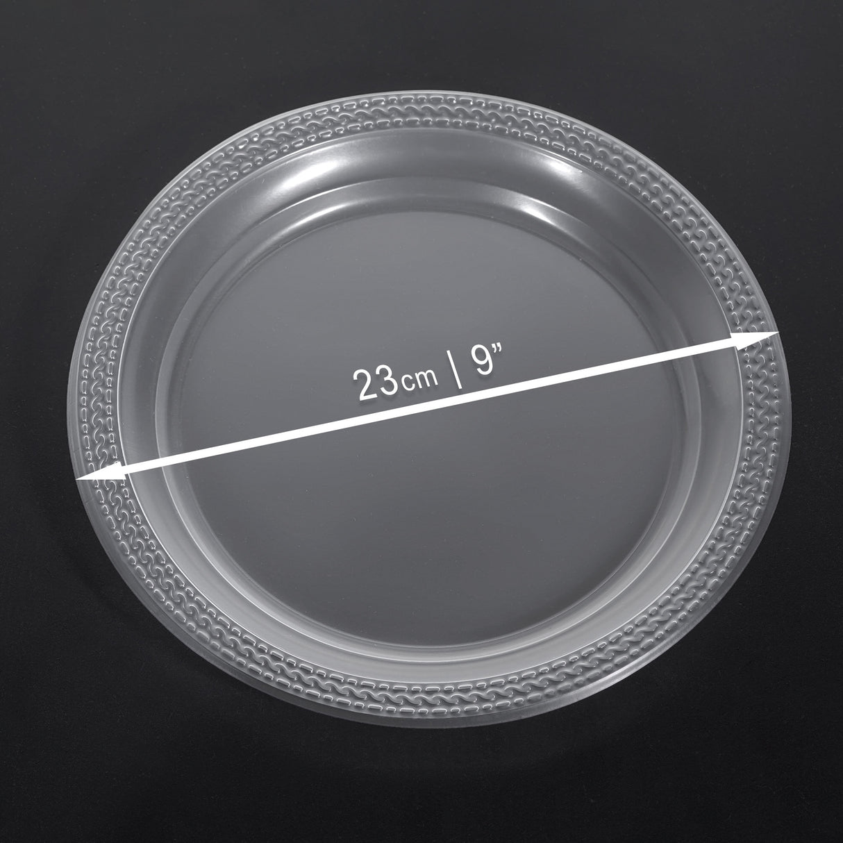 40 Pack Clear Plastic Large Party Plates 9 Inch | 23cm Reusable