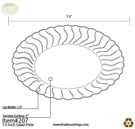 18 Pack 7.5" Round Plastic Ivory Dessert Plates - Decodine