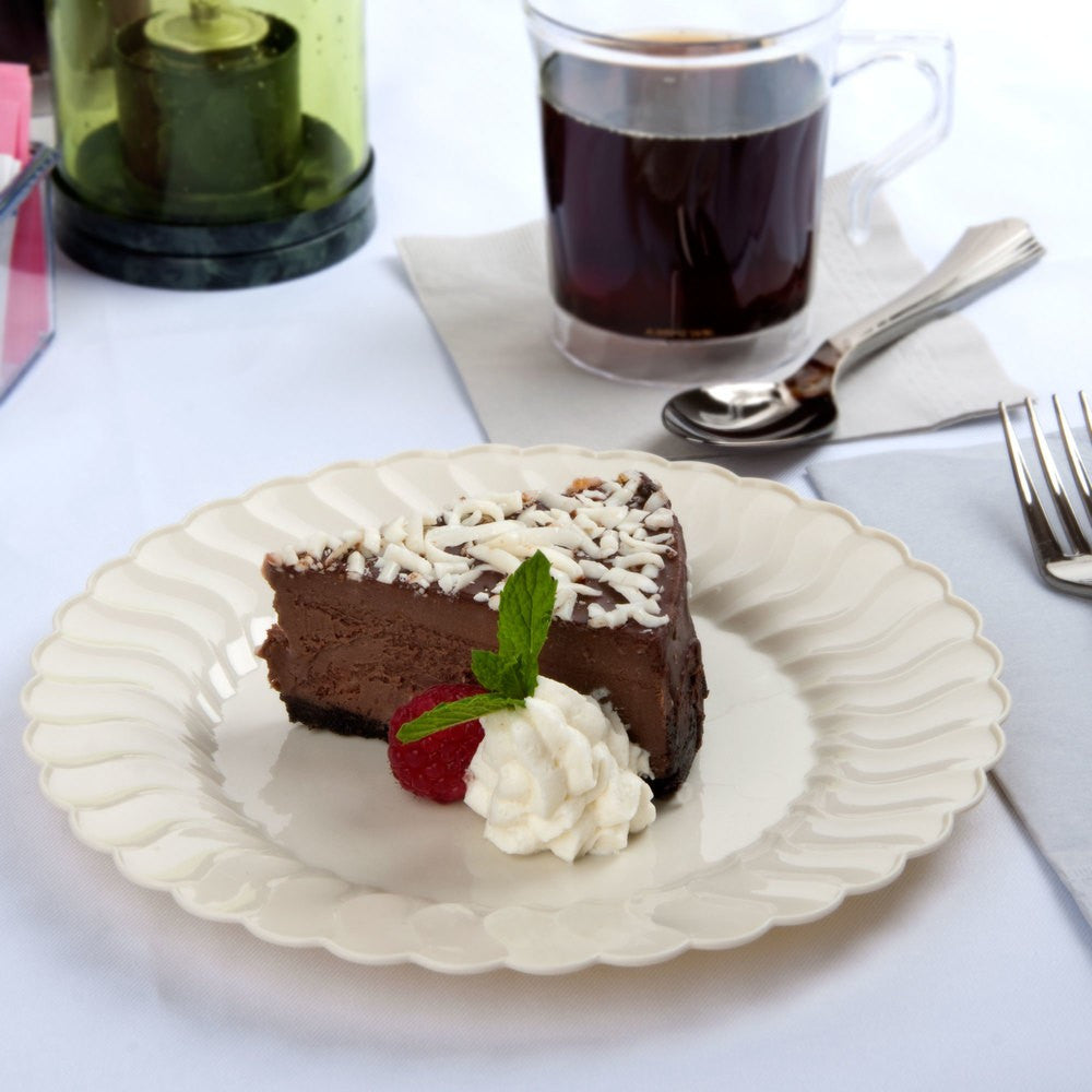 18 Pack 7.5" Round Plastic Ivory Dessert Plates - Decodine