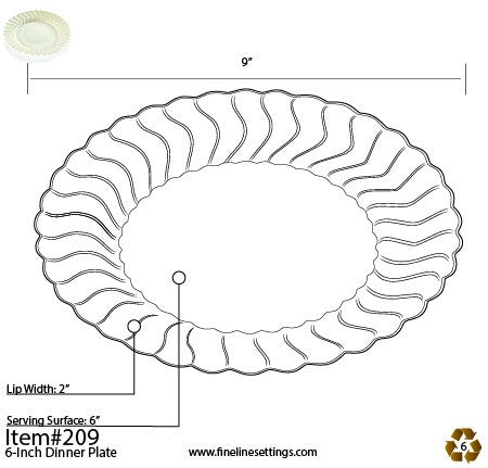 18 Pack 9" Round Plastic White Dinner Plates - Decodine