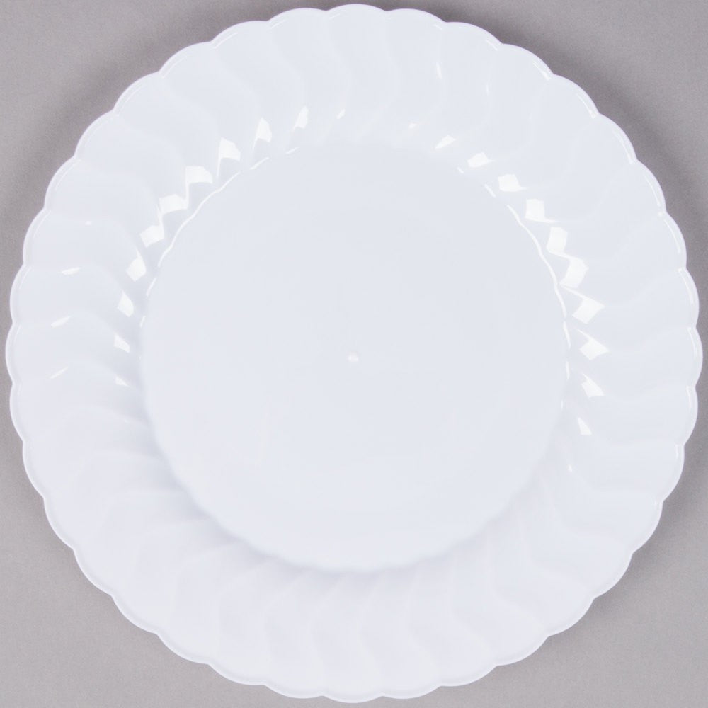 18 Pack 9" Round Plastic White Dinner Plates - Decodine