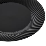 20 Pack 10" Black Plastic Plates with Seashell Rim - Decodine