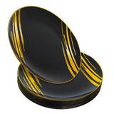 20 Pack 10.25" Black & Gold Designed Plastic Plates - Decodine
