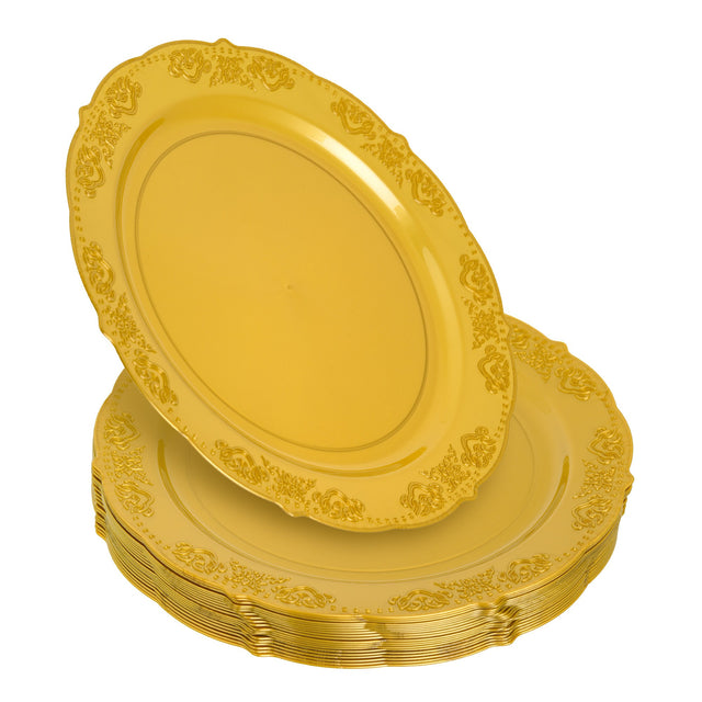 20 Pack 10" Gold Plastic Dinner Plates - Decodine