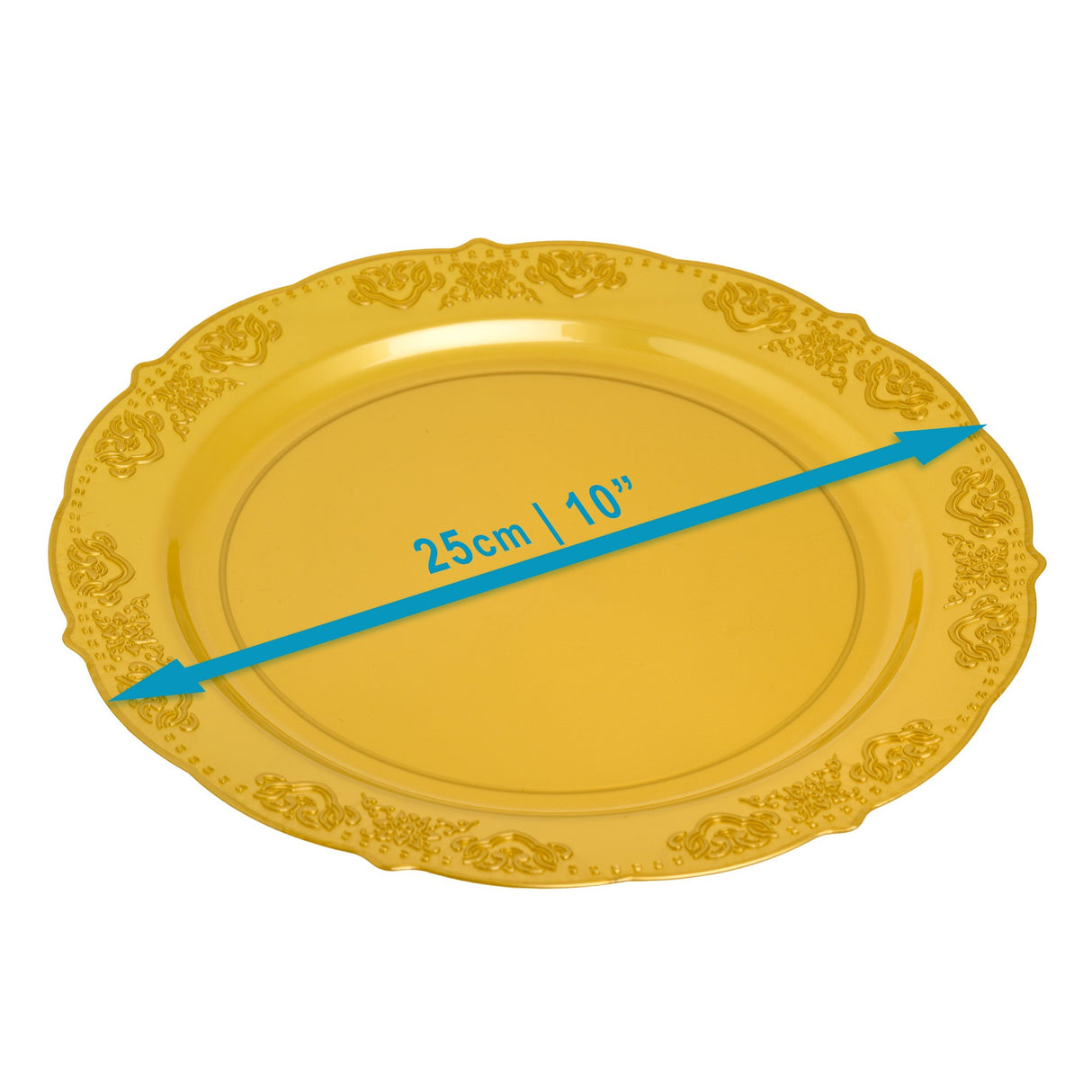 20 Pack 10" Gold Plastic Dinner Plates - Decodine