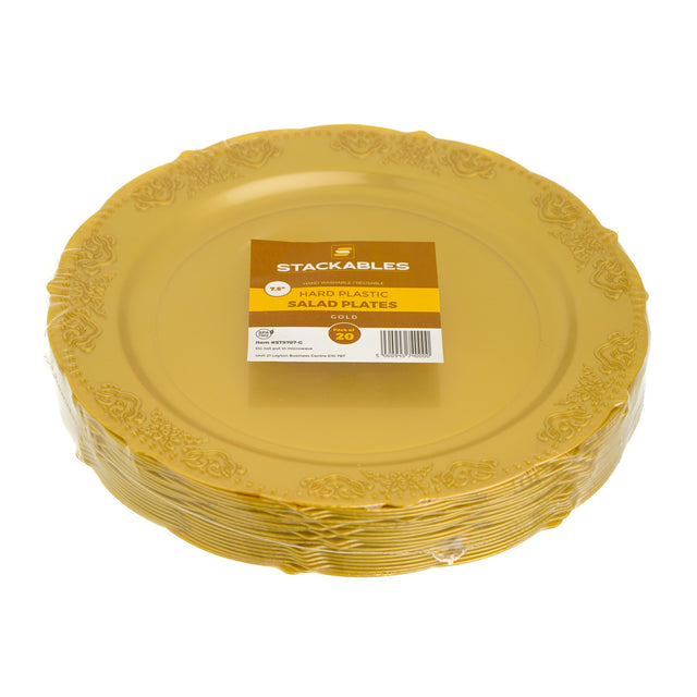 20 Pack 7.5" Gold Plastic Plates - Decodine