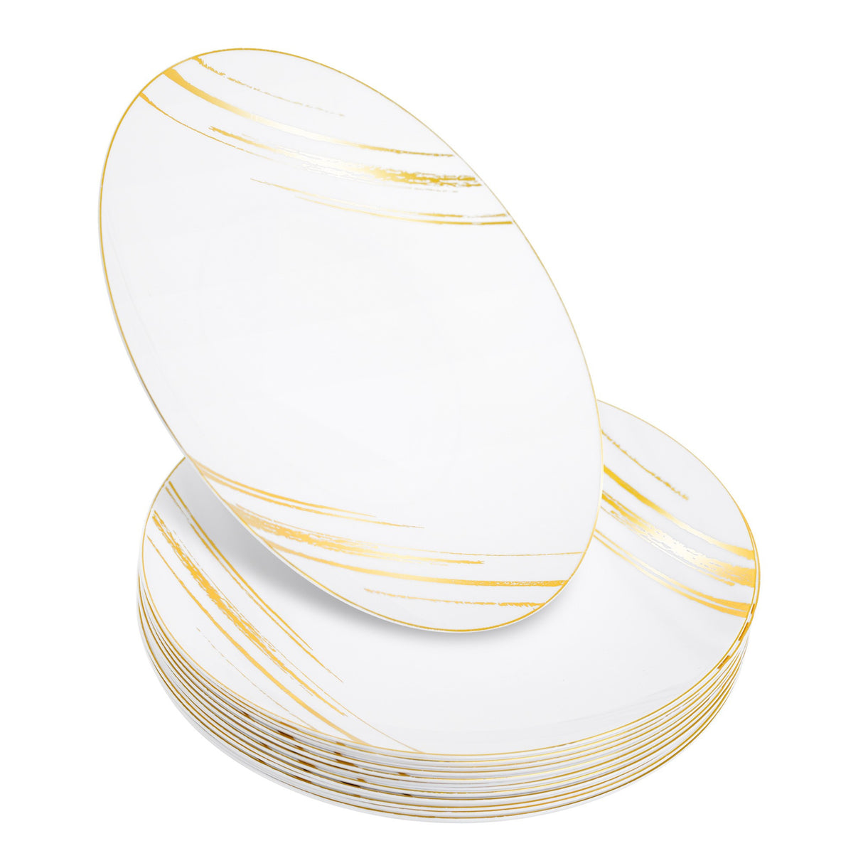 20 Pack 8" White & Gold Designed Plastic Plates - Decodine
