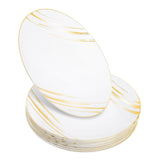 20 Pack 8" White & Gold Designed Plastic Plates - Decodine
