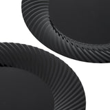 20 Pack 9" Black Plastic Plates with Seashell Rim - Decodine