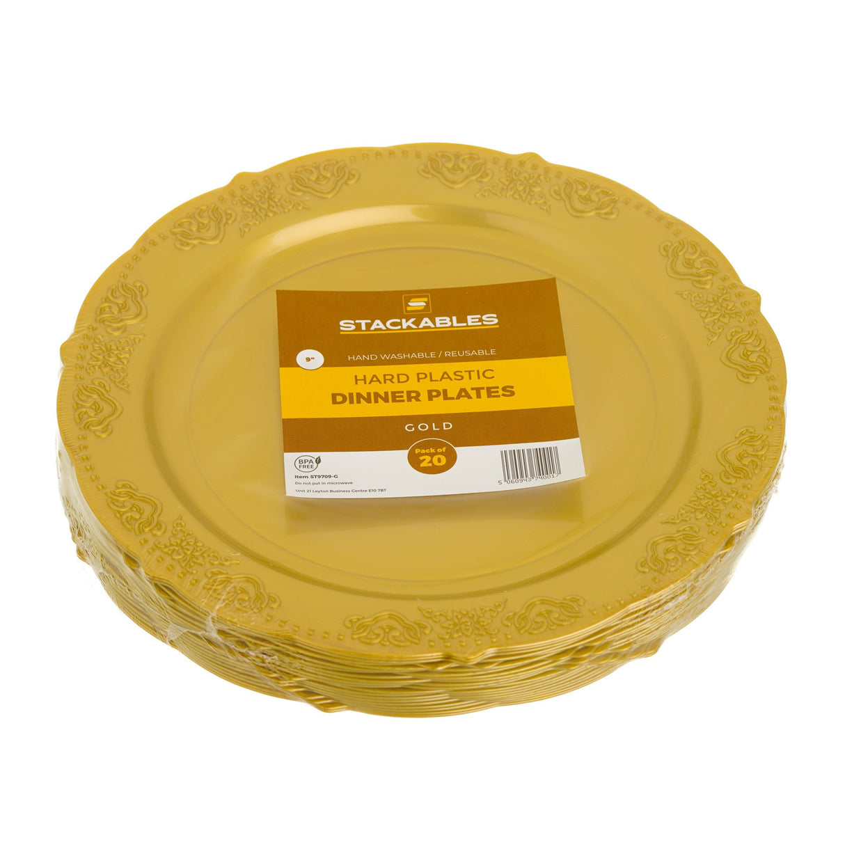 20 Pack 9" Plastic Gold Plates - Decodine