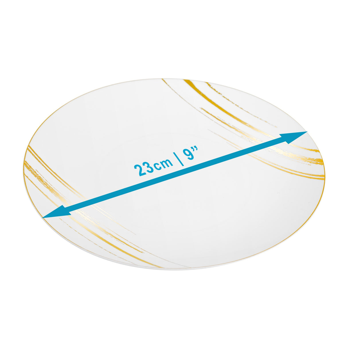 20 Pack 9" White & Gold Designed Plastic Plates - Decodine