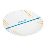 20 Pack 9" White & Gold Designed Plastic Plates - Decodine