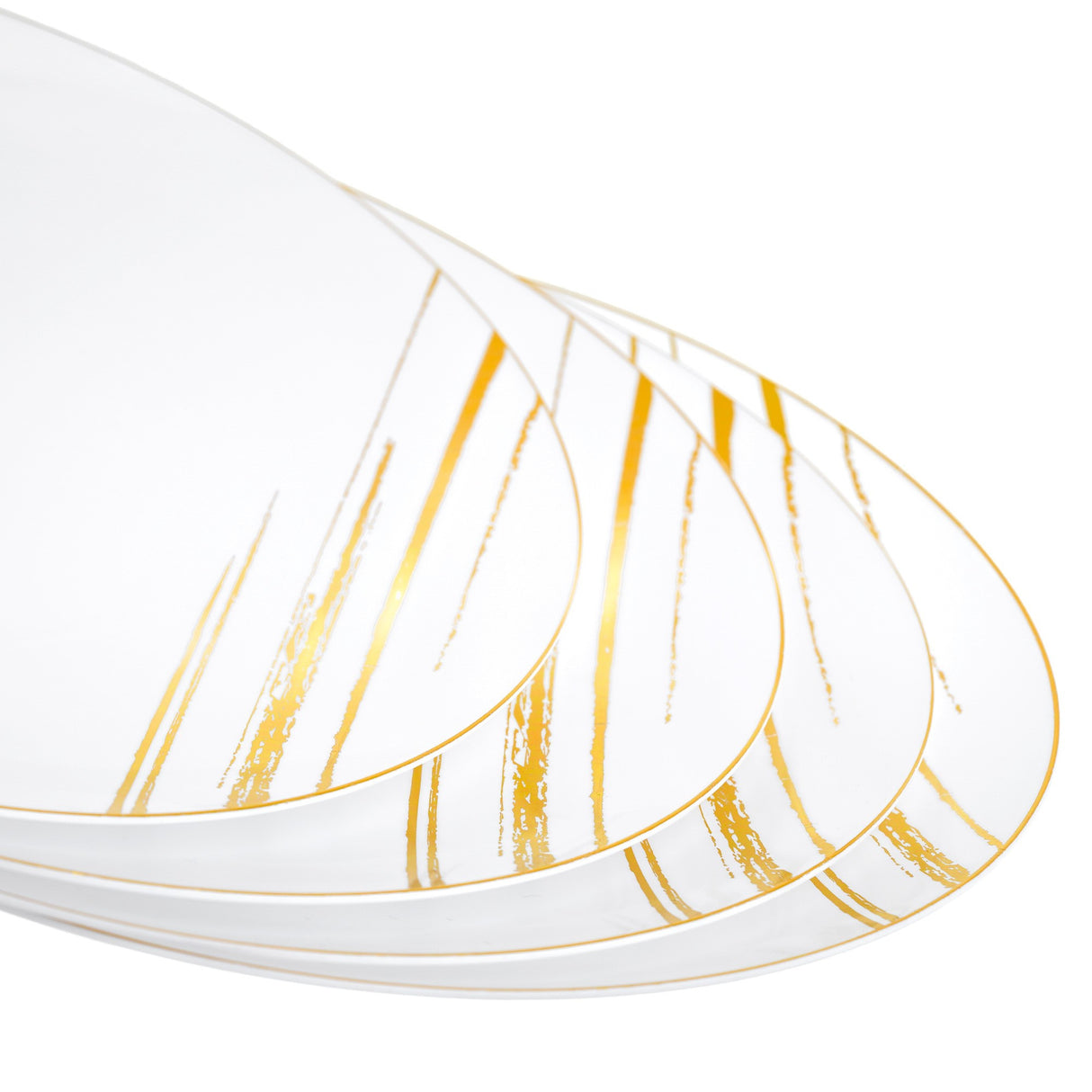 20 Pack 9" White & Gold Designed Plastic Plates - Decodine