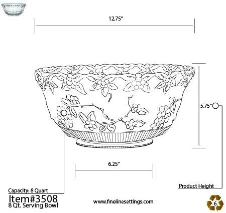 7.5 Litre Premium Plastic Punch Bowl - Decorative Serving bowl - Decodine
