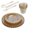 72 Pcs Hard Plastic Dinner Party Sets ~ Gold Glitter Cups Cutlery Dinner & Dessert Plates for 12 Guests - Decodine