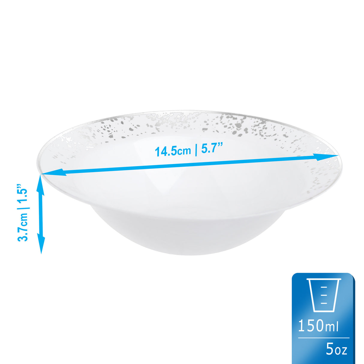 Pack of 10 Small Serving Bowls - White with Silver Polka Dots - Lightweight and Versatile for Candies, Nuts, and Desserts - Decodine