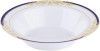 10 Pack China-Look Round Hard Plastic  12oz Bowls - White/Gold/Cobalt Blue