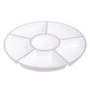 4 Pack 12" Compartment Sectional Serving Tray Platters White with Silver Rim