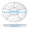 4 Pack 12" Compartment Sectional Serving Tray Platters White with Silver Rim