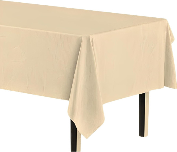 Premium Plastic Ivory Tablecloth Disposable Plastic Table Cover for Rectangle Tables 54" x 108"
