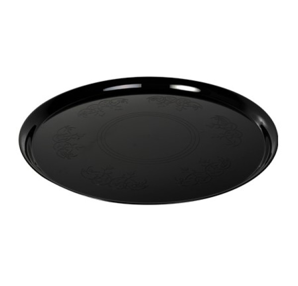 14" Round Black Plastic Serving Platter Tray