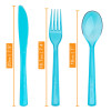 24 Combo Pack of Reusable Blue Plastic Spoons/Forks/Knives (8 of Each) - Dishwasher and Microwave Safe