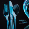 24 Combo Pack of Reusable Blue Plastic Spoons/Forks/Knives (8 of Each) - Dishwasher and Microwave Safe