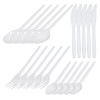 80 Combo Pack of Reusable White Plastic Spoons/Forks/Knives/Teaspoons (20 of Each) - Dishwasher and Microwave Safe