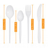 80 Combo Pack of Reusable White Plastic Spoons/Forks/Knives/Teaspoons (20 of Each) - Dishwasher and Microwave Safe