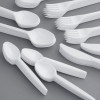 80 Combo Pack of Reusable White Plastic Spoons/Forks/Knives/Teaspoons (20 of Each) - Dishwasher and Microwave Safe