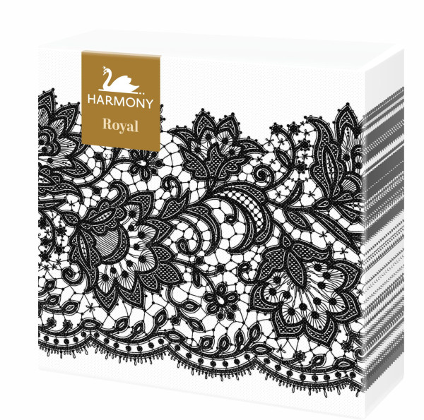 20 Pack Square Black and White  Dinner Napkins 40 x 40cm 2ply