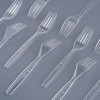 100 Pack Reusable Clear Plastic Forks - Dishwasher and Microwave Safe