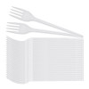 100 Pack Reusable White Plastic Forks - Dishwasher and Microwave Safe