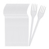 100 Pack Reusable White Plastic Forks - Dishwasher and Microwave Safe