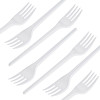 100 Pack Reusable White Plastic Forks - Dishwasher and Microwave Safe