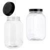 Plastic Jars with Lids 1000ml – 1 Litre Refillable Canisters Cylinder Clear Storage Containers with Airtight Black Lids for Kitchen use, Dry Foods, Sweets, Spices