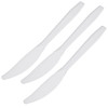 100 Pack Reusable White Plastic Knives - Dishwasher and Microwave Safe