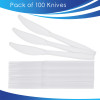 100 Pack Reusable White Plastic Knives - Dishwasher and Microwave Safe