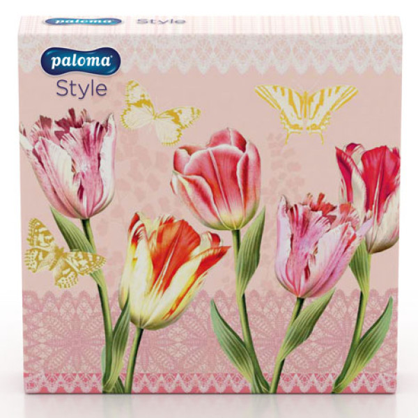 20 Pack Square Tulip Design Floral Dinner Napkins 33 x 33cm 3ply