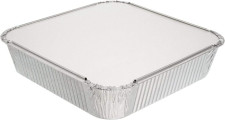 10 Pack Square 9" x 9" Aluminium Foil Container Trays with Lids