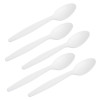 Eco-Friendly 150 Pc White Party Set Serves 25 People  - 7-Inch Plates, 10-Inch Plates, 12oz Cups, Spoons, Forks, Knives - Made of Cornstarch