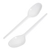 100 Pack Reusable White Plastic Spoons - Dishwasher and Microwave Safe