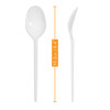 100 Pack Reusable White Plastic Spoons - Dishwasher and Microwave Safe