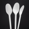 100 Pack Reusable White Plastic Spoons - Dishwasher and Microwave Safe