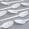 100 Pack Reusable White Plastic Spoons - Dishwasher and Microwave Safe