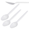 100 Pack Reusable White Plastic Teaspoons/Dessert Spoons - Dishwasher and Microwave Safe